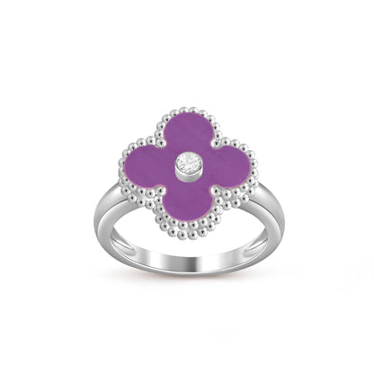 [Riva Jewelry]LUCKY CLOVER DIAMOND-ACCENT WHITE GOLD RING COLLECTION