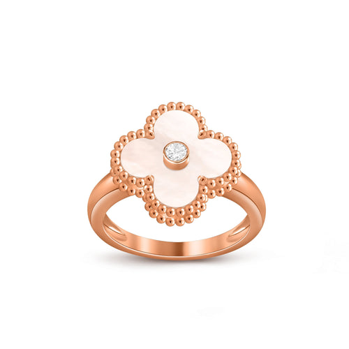 [Riva Jewelry]LUCKY CLOVER DIAMOND-ACCENT ROSE GOLD RING COLLECTION