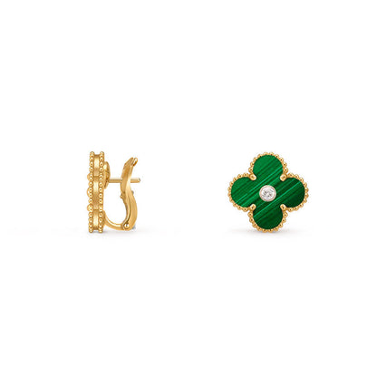 [Riva Jewelry]15MM CLOVER FLOWER STUD EARRINGS DIAMOND-GOLD COLLECTION