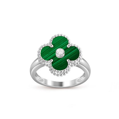 [Riva Jewelry]LUCKY CLOVER DIAMOND-ACCENT WHITE GOLD RING COLLECTION