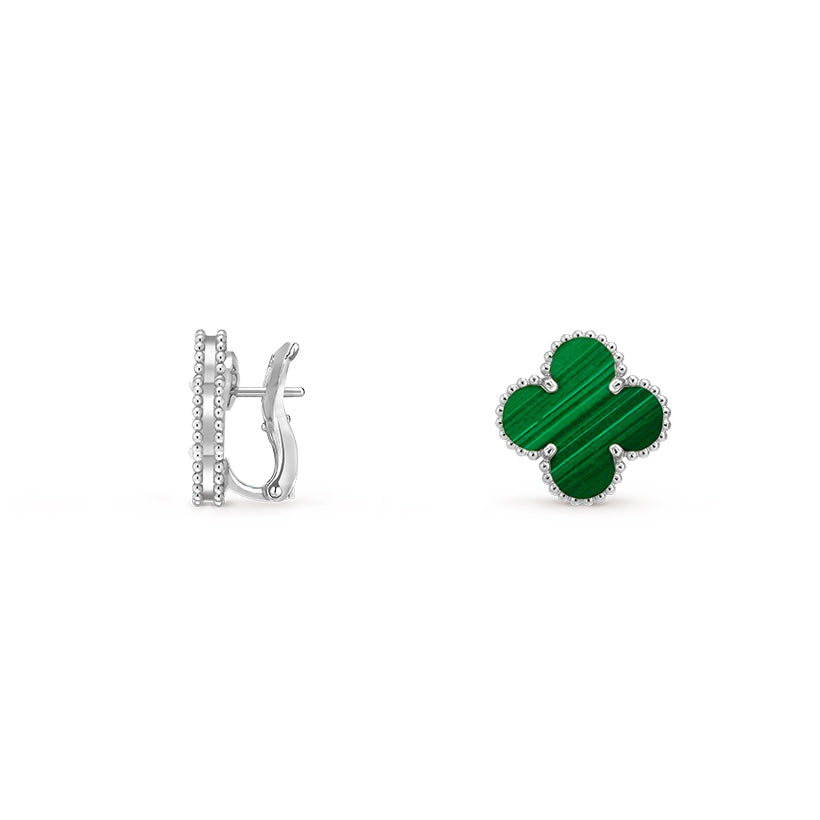 [Riva Jewelry]15MM CLOVER FLOWER STUD EARRINGS WHITE GOLD COLLECTION