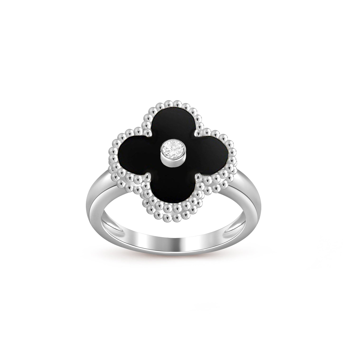 [Riva Jewelry]LUCKY CLOVER DIAMOND-ACCENT WHITE GOLD RING COLLECTION