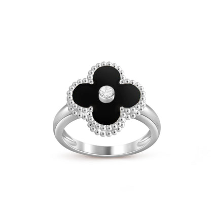 [Riva Jewelry]LUCKY CLOVER DIAMOND-ACCENT WHITE GOLD RING COLLECTION