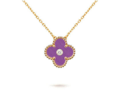 [Riva Jewelry]15MM CLOVER FLOWER DIAMOND PENDANT NECKLACE COLLECTION
