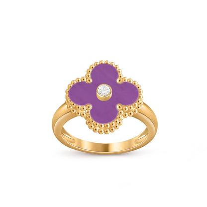 [Riva Jewelry]LUCKY CLOVER DIAMOND-ACCENT GOLD RING COLLECTION