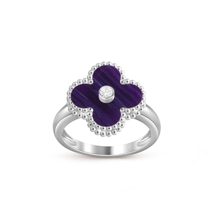 [Riva Jewelry]LUCKY CLOVER DIAMOND-ACCENT WHITE GOLD RING COLLECTION