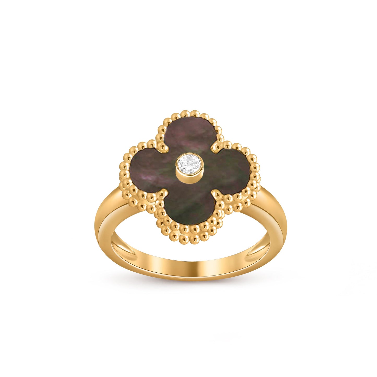[Riva Jewelry]LUCKY CLOVER DIAMOND-ACCENT GOLD RING COLLECTION
