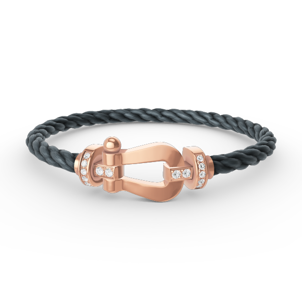 [Riva Jewelry]FORCE LARGE HORSESHOE HALF DIAMOND BRACELET - ROSE GOLD