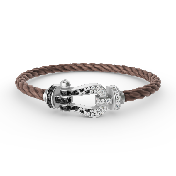 [Riva Jewelry]FORCE LARGE HORSESHOE BLACK & WHITE DIAMOND BRACELET - WHITE GOLD