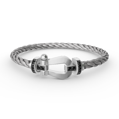 [Riva Jewelry]FORCE LARGE HORSESHOE BLACK DIAMOND BRACELET - WHITE GOLD