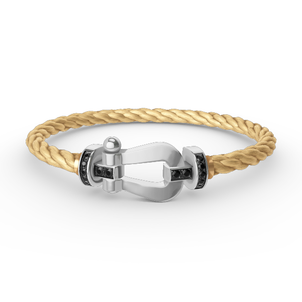 [Riva Jewelry]FORCE LARGE HORSESHOE BLACK DIAMOND BRACELET - WHITE GOLD