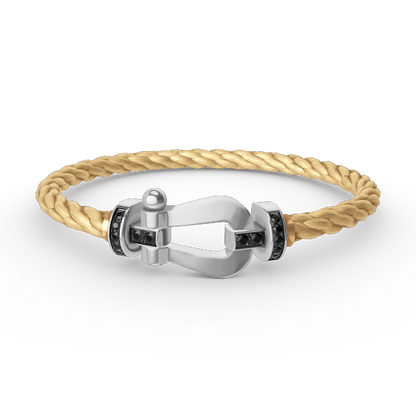 [Riva Jewelry]FORCE LARGE HORSESHOE BLACK DIAMOND BRACELET - WHITE GOLD