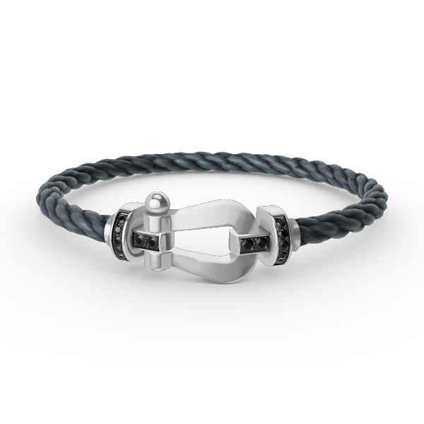 [Riva Jewelry]FORCE LARGE HORSESHOE BLACK DIAMOND BRACELET - WHITE GOLD
