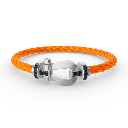 [Riva Jewelry]FORCE LARGE HORSESHOE BLACK DIAMOND BRACELET - WHITE GOLD