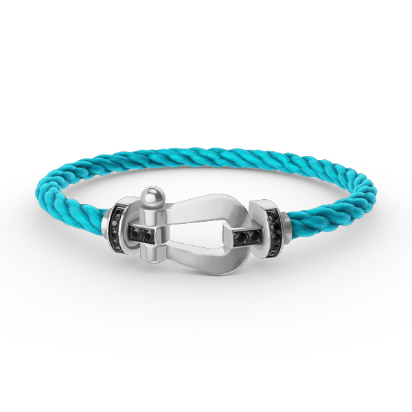 [Riva Jewelry]FORCE LARGE HORSESHOE BLACK DIAMOND BRACELET - WHITE GOLD