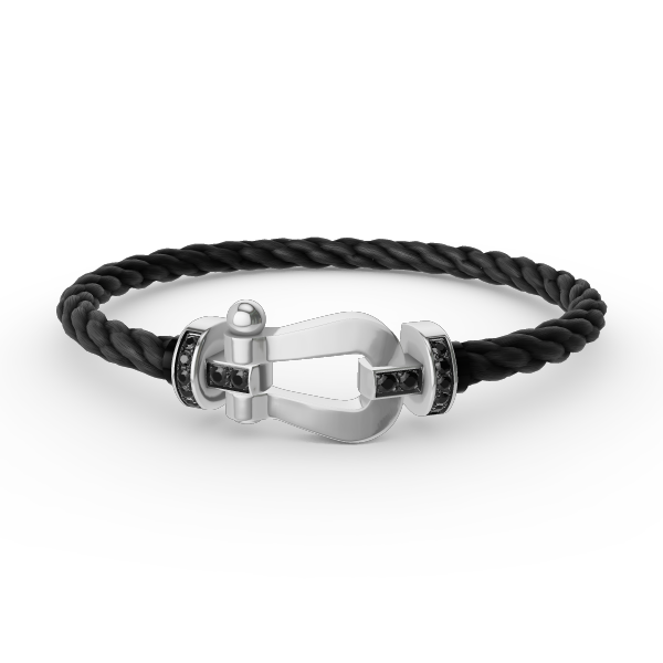 [Riva Jewelry]FORCE LARGE HORSESHOE BLACK DIAMOND BRACELET - WHITE GOLD