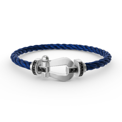 [Riva Jewelry]FORCE LARGE HORSESHOE BLACK DIAMOND BRACELET - WHITE GOLD