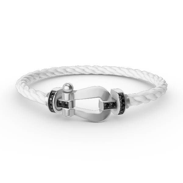 [Riva Jewelry]FORCE LARGE HORSESHOE BLACK DIAMOND BRACELET - WHITE GOLD