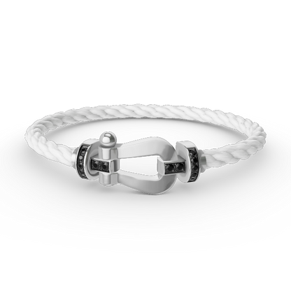 [Riva Jewelry]FORCE LARGE HORSESHOE BLACK DIAMOND BRACELET - WHITE GOLD