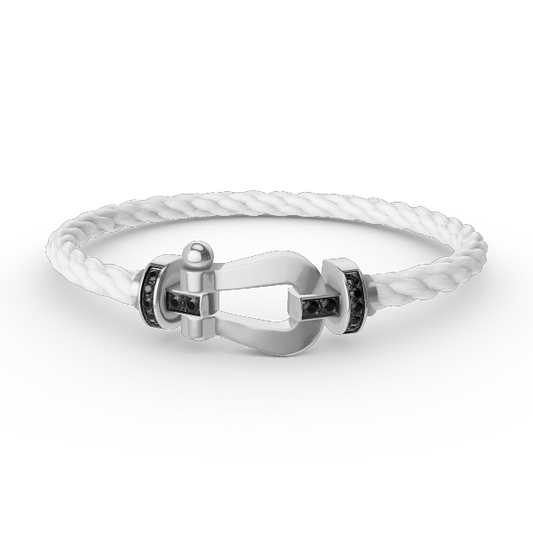 [Riva Jewelry]FORCE LARGE HORSESHOE BLACK DIAMOND BRACELET - WHITE GOLD