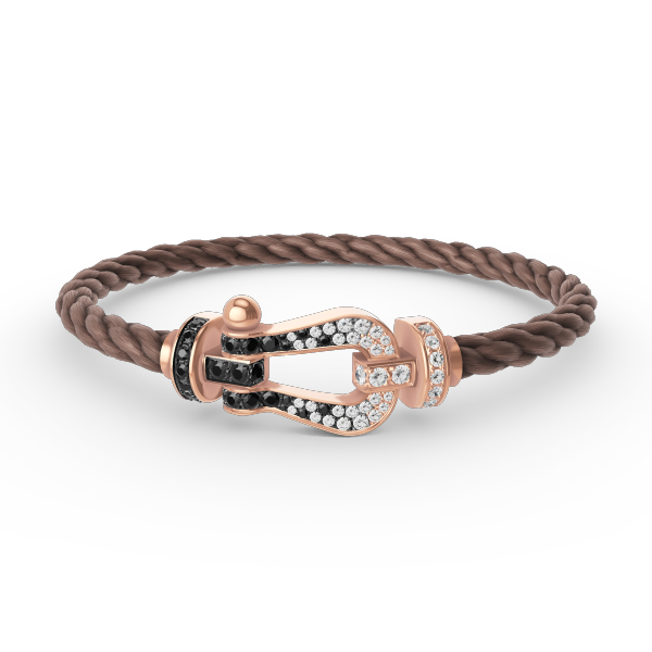 [Riva Jewelry]FORCE LARGE HORSESHOE BLACK & WHITE DIAMOND BRACELET - ROSE GOLD