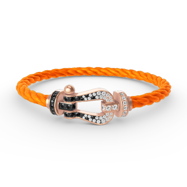 [Riva Jewelry]FORCE LARGE HORSESHOE BLACK & WHITE DIAMOND BRACELET - ROSE GOLD