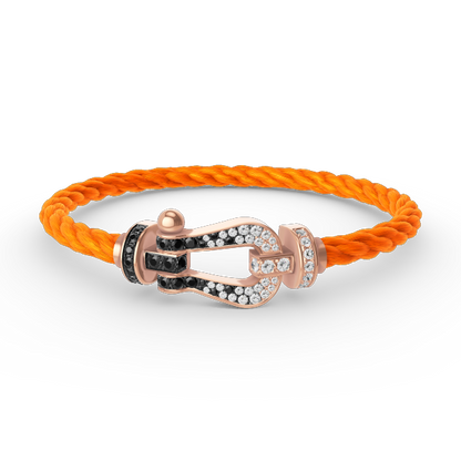 [Riva Jewelry]FORCE LARGE HORSESHOE BLACK & WHITE DIAMOND BRACELET - ROSE GOLD