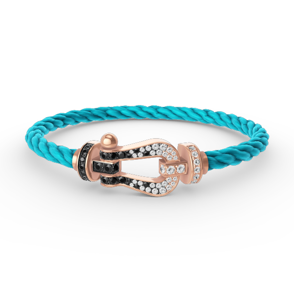 [Riva Jewelry]FORCE LARGE HORSESHOE BLACK & WHITE DIAMOND BRACELET - ROSE GOLD