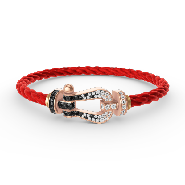 [Riva Jewelry]FORCE LARGE HORSESHOE BLACK & WHITE DIAMOND BRACELET - ROSE GOLD