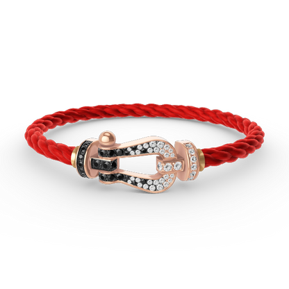 [Riva Jewelry]FORCE LARGE HORSESHOE BLACK & WHITE DIAMOND BRACELET - ROSE GOLD