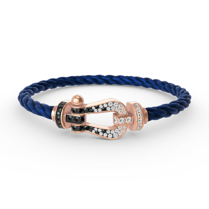[Riva Jewelry]FORCE LARGE HORSESHOE BLACK & WHITE DIAMOND BRACELET - ROSE GOLD