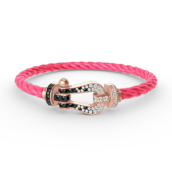 [Riva Jewelry]FORCE LARGE HORSESHOE BLACK & WHITE DIAMOND BRACELET - ROSE GOLD