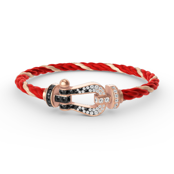 [Riva Jewelry]FORCE LARGE HORSESHOE BLACK & WHITE DIAMOND BRACELET - ROSE GOLD