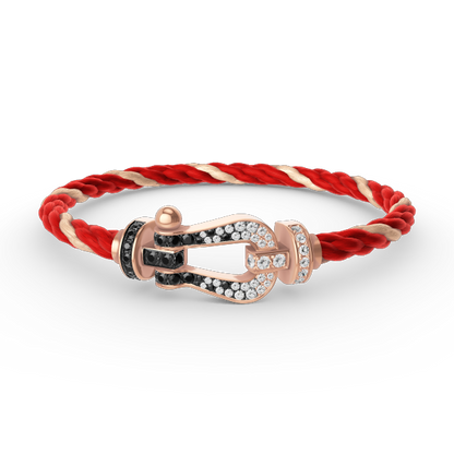 [Riva Jewelry]FORCE LARGE HORSESHOE BLACK & WHITE DIAMOND BRACELET - ROSE GOLD