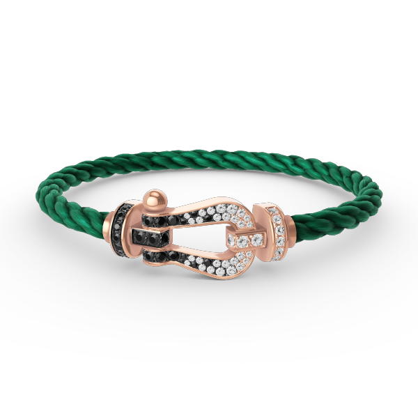 [Riva Jewelry]FORCE LARGE HORSESHOE BLACK & WHITE DIAMOND BRACELET - ROSE GOLD
