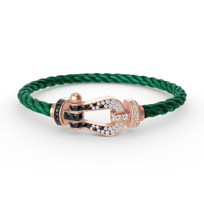[Riva Jewelry]FORCE LARGE HORSESHOE BLACK & WHITE DIAMOND BRACELET - ROSE GOLD
