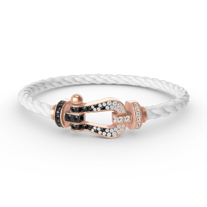 [Riva Jewelry]FORCE LARGE HORSESHOE BLACK & WHITE DIAMOND BRACELET - ROSE GOLD