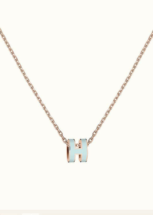 [Riva Jewelry]POP H LIGHT BLUE NECKLACE