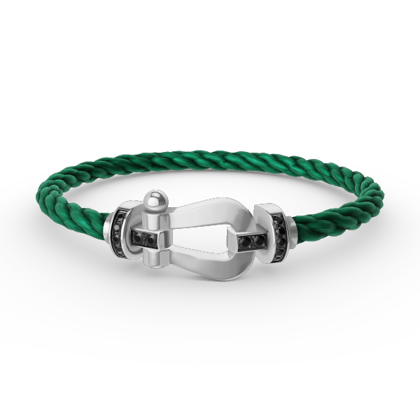 [Riva Jewelry]FORCE LARGE HORSESHOE BLACK DIAMOND BRACELET - WHITE GOLD