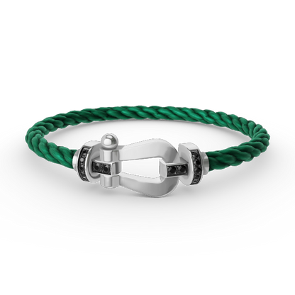 [Riva Jewelry]FORCE LARGE HORSESHOE BLACK DIAMOND BRACELET - WHITE GOLD