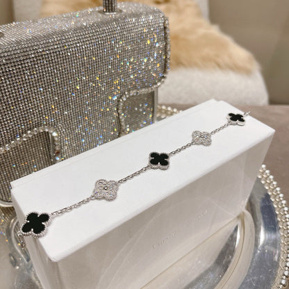 [Riva Jewelry]LUCKY CLOVER 5-MOTIF BRACELET - BLACK OXNY COLLECTION