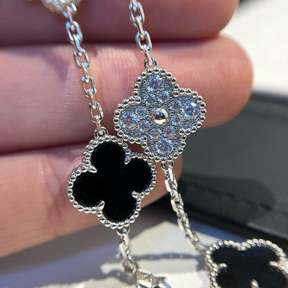 [Riva Jewelry]LUCKY CLOVER 5-MOTIF BRACELET - BLACK OXNY COLLECTION