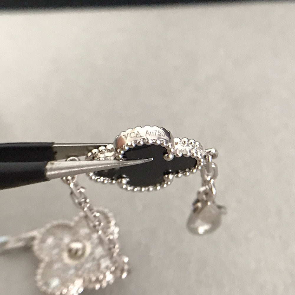 [Riva Jewelry]LUCKY CLOVER 5-MOTIF BRACELET - BLACK OXNY COLLECTION