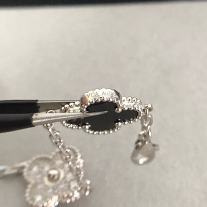 [Riva Jewelry]LUCKY CLOVER 5-MOTIF BRACELET - BLACK OXNY COLLECTION