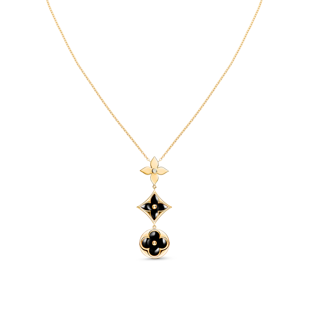 [Riva Jewelry]STAR AND SUN ONYX ROSE GOLD NECKLACE