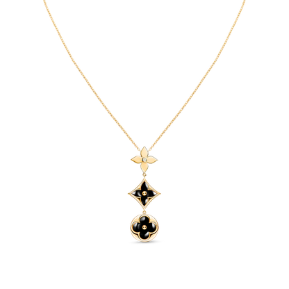 [Riva Jewelry]STAR AND SUN ONYX ROSE GOLD NECKLACE