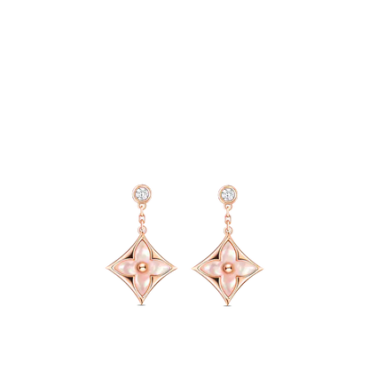 [Riva Jewelry]DOUBLE STAR ROSE GOLD MOP DROP EARRINGS