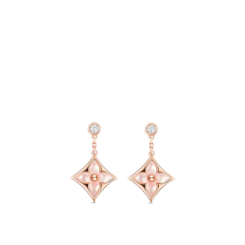 [Riva Jewelry]DOUBLE STAR ROSE GOLD MOP DROP EARRINGS