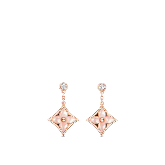 [Riva Jewelry]DOUBLE STAR ROSE GOLD MOP DROP EARRINGS