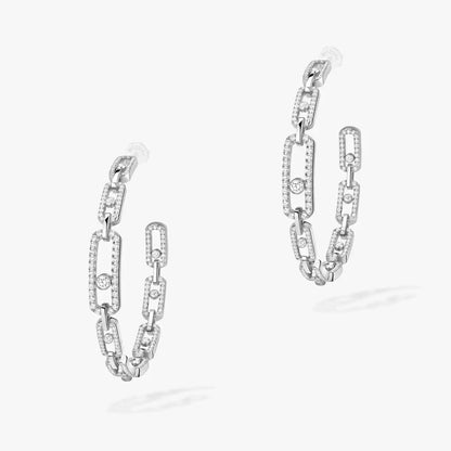[Riva Jewelry]MOVE LINK KINETIC DIAMOND HOOP EARRINGS